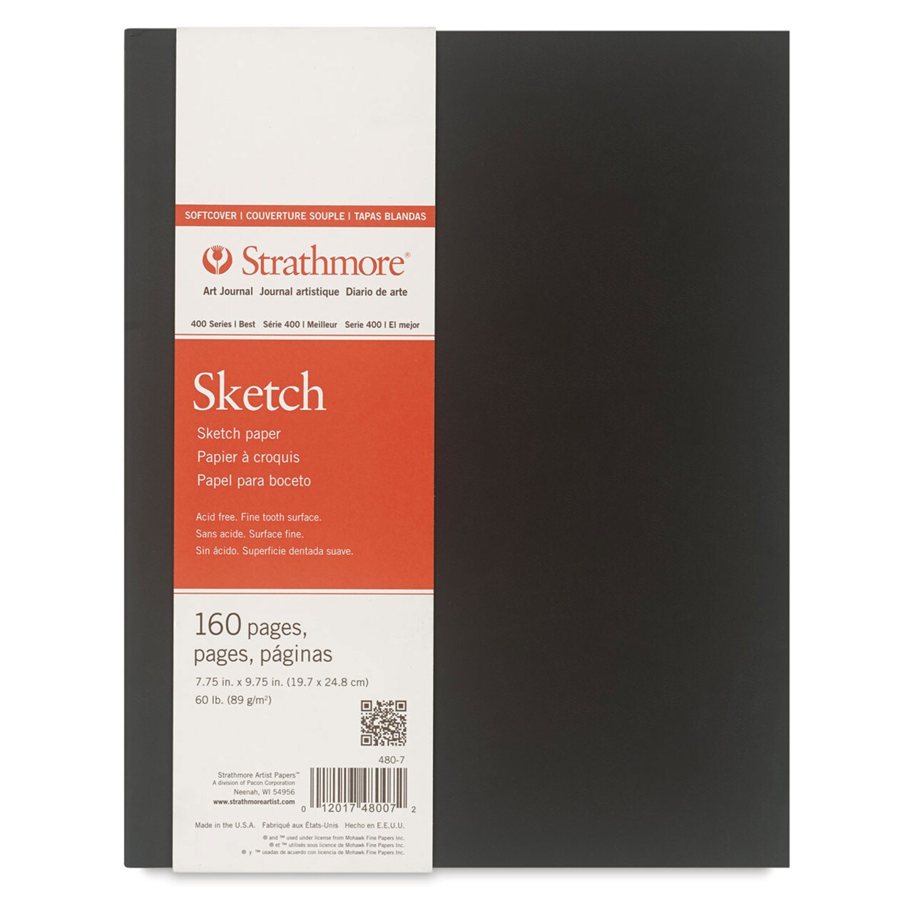 Strathmore Softcover 400 Series Sketch Artist Journal - 9-3/4&#x22; x 7-3/4&#x22;, White, 60 lb, 160 Pages